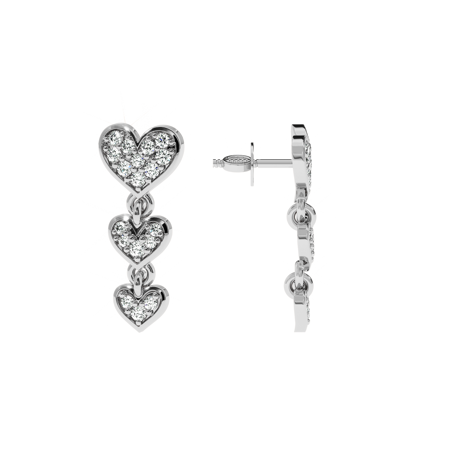 Solitairekart – 0.28 Carat Lab Grown Diamond Multi-Heart Earrings | Luxe Finish